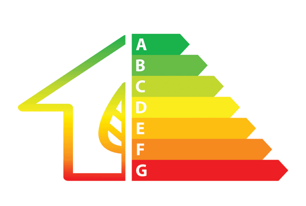 Energy efficiency scale and house icon concept