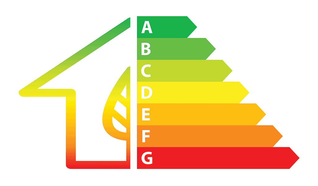 energy rating scale and house icon concept,