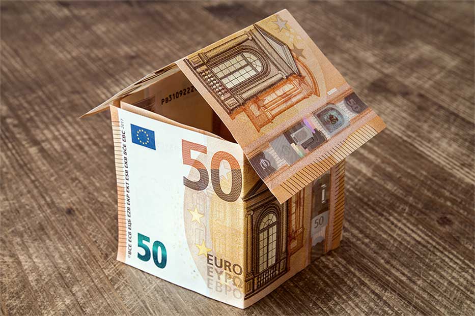 House made of Euro bank notes