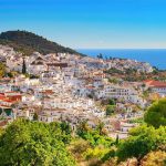 aerial view of famous white Spanish village Frigiliana in Andalusia, Spain