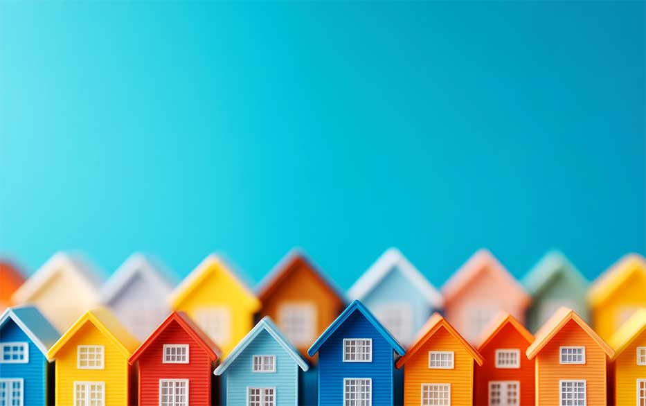 rows of colourful houses depicting property inspections