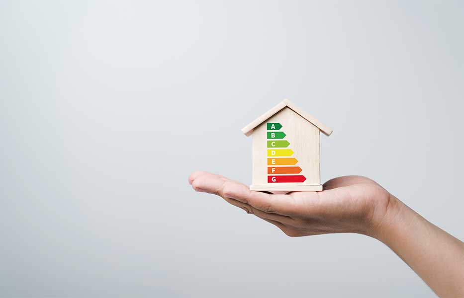 House energy efficiency, energy efficient rating class concept, Spain