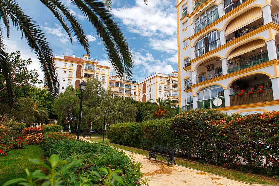 Colourful apartment community in Fuengirola, Spain